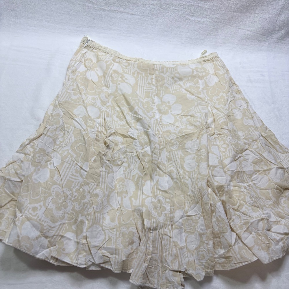 Casa Blanca Skirt Floral Midi Beige Cream Crochet Lace Trim Boho Size EUR 40 - Picture 2 of 7